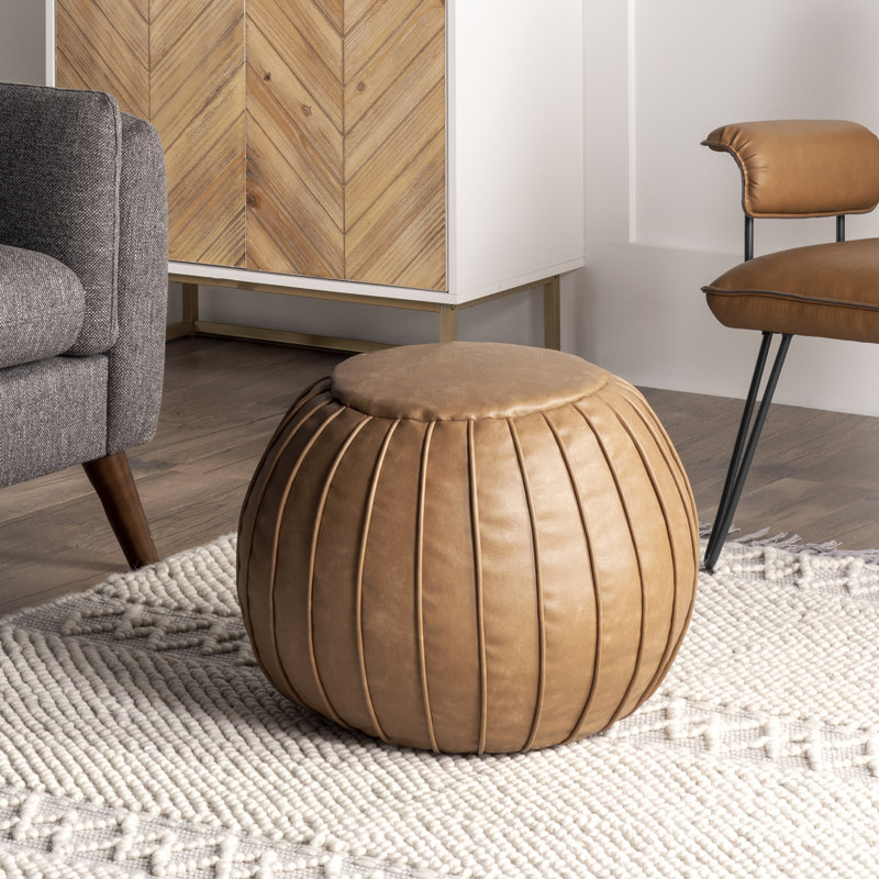 Caretta Faux Leather Pouf
